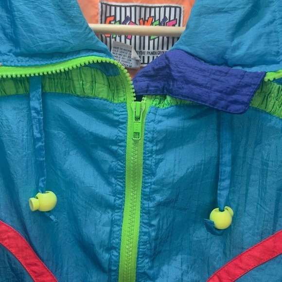 Vtg 80s East West Neon Windbreaker Retro Funky Fresh Prince Jacket Ski Fun Snow - Picture 3 of 7